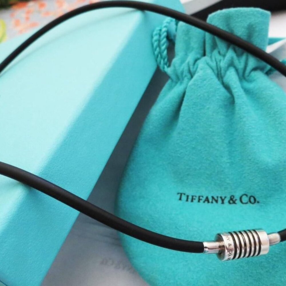 Tiffany & Co. Paloma Picasso Sterling Silver Rubber 16" Surfer Necklace